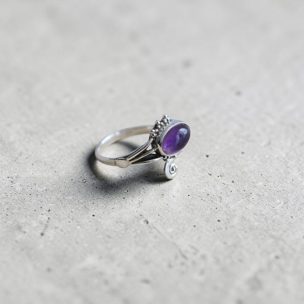Bague Réglable en Argent 925 et Améthyste authentique – Pierre d’Apaisement