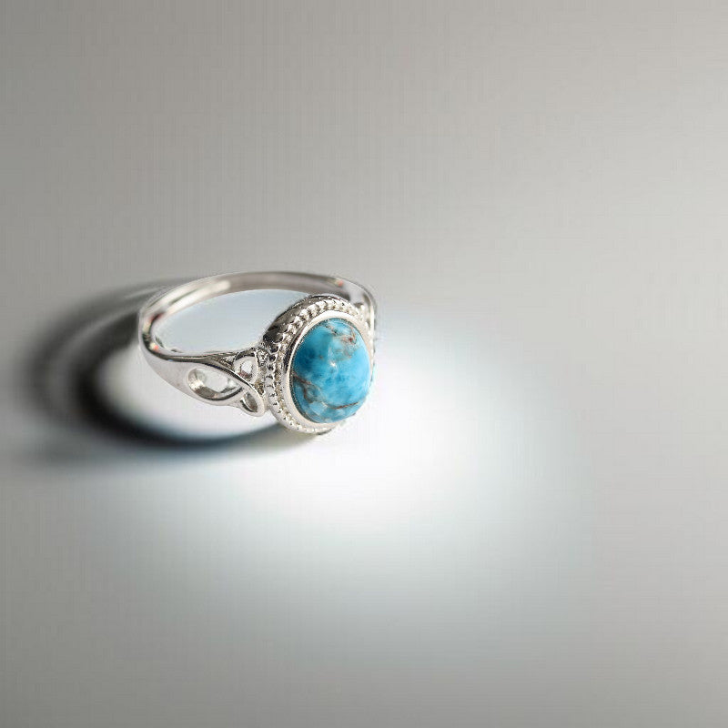 Bague Réglable en Laiton Rhodié avec Apatite Bleue – Bijou Élégant Ajustable