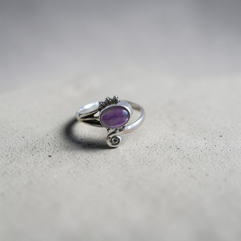 Bague Réglable en Argent 925 et Améthyste authentique – Pierre d’Apaisement