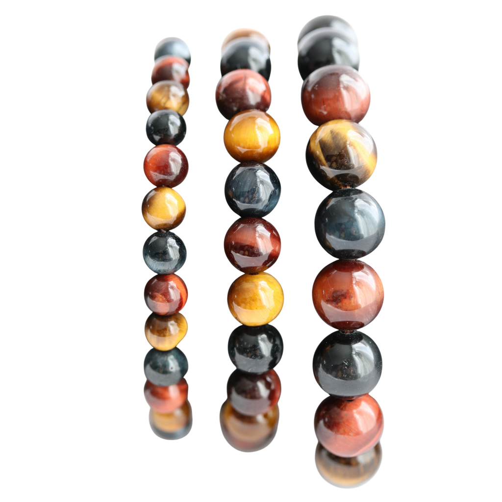 Bracelet 3 Œil en Pierres – Œil de Tigre, Œil de Taureau & Œil de Faucon | Protection & Confiance