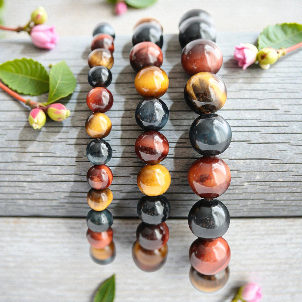 Bracelet 3 Œil en Pierres – Œil de Tigre, Œil de Taureau & Œil de Faucon | Protection & Confiance
