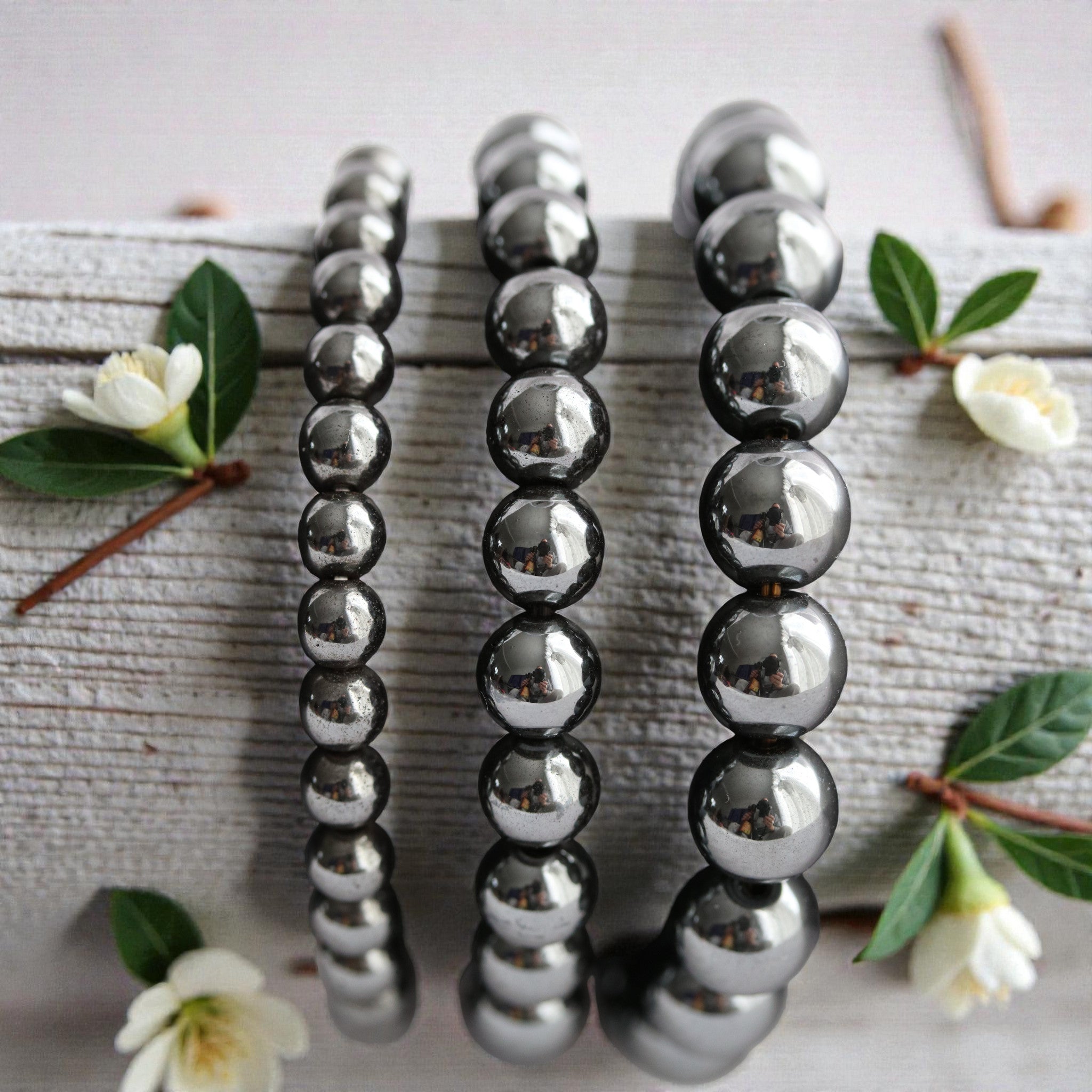 Bracelet Hématite | Pierre authentique Métallique Protection Ancrage