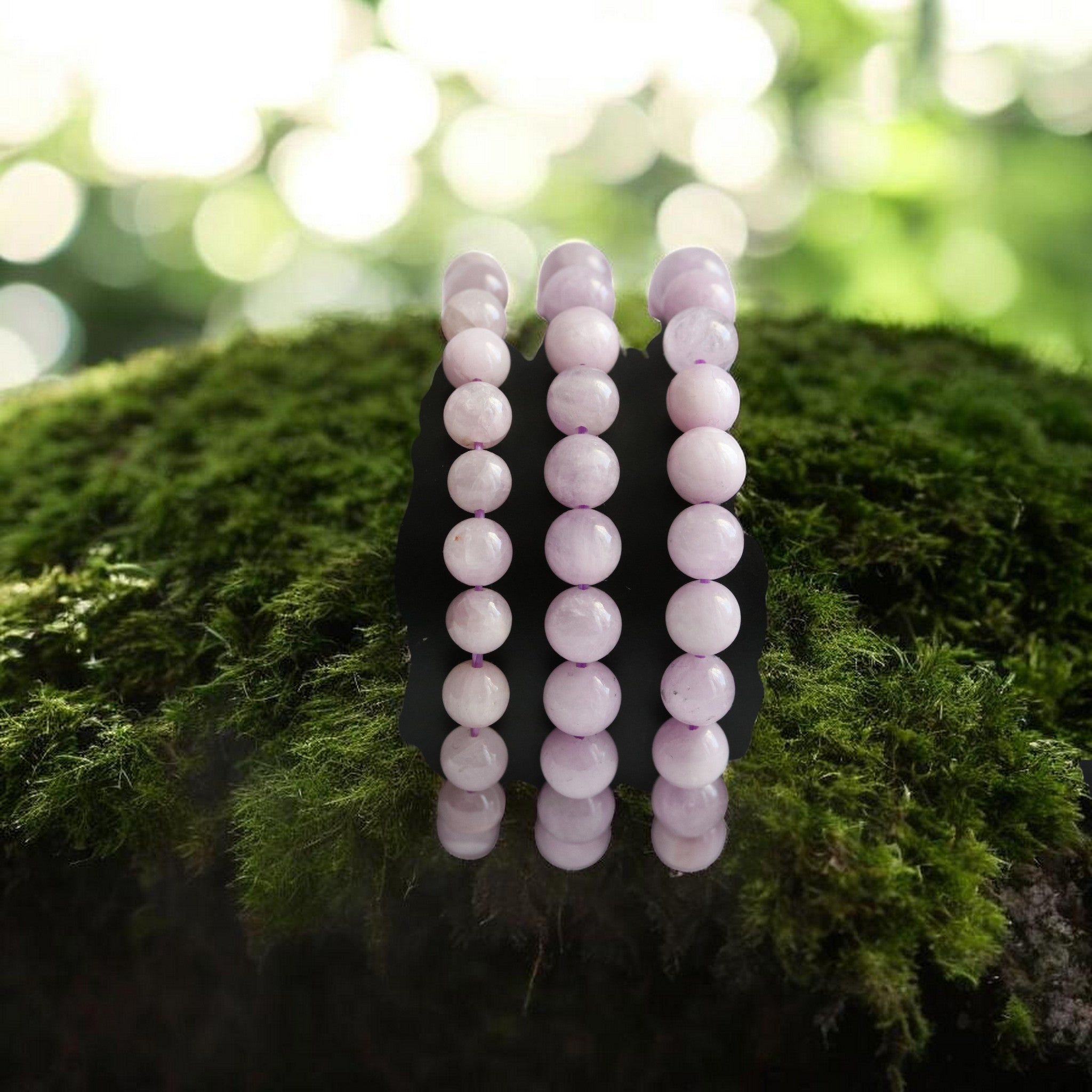 Bracelet Élastique Kunzite – Perles Rondes Pierre Rose Amour et Apaisement