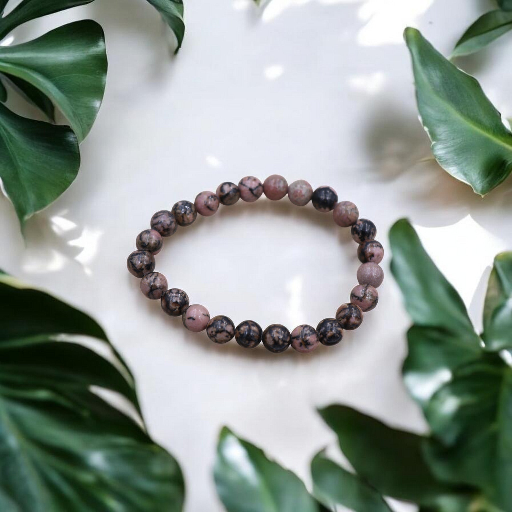 Bracelet Rhodonite | Pierre authentique Rose Équilibre Compassion
