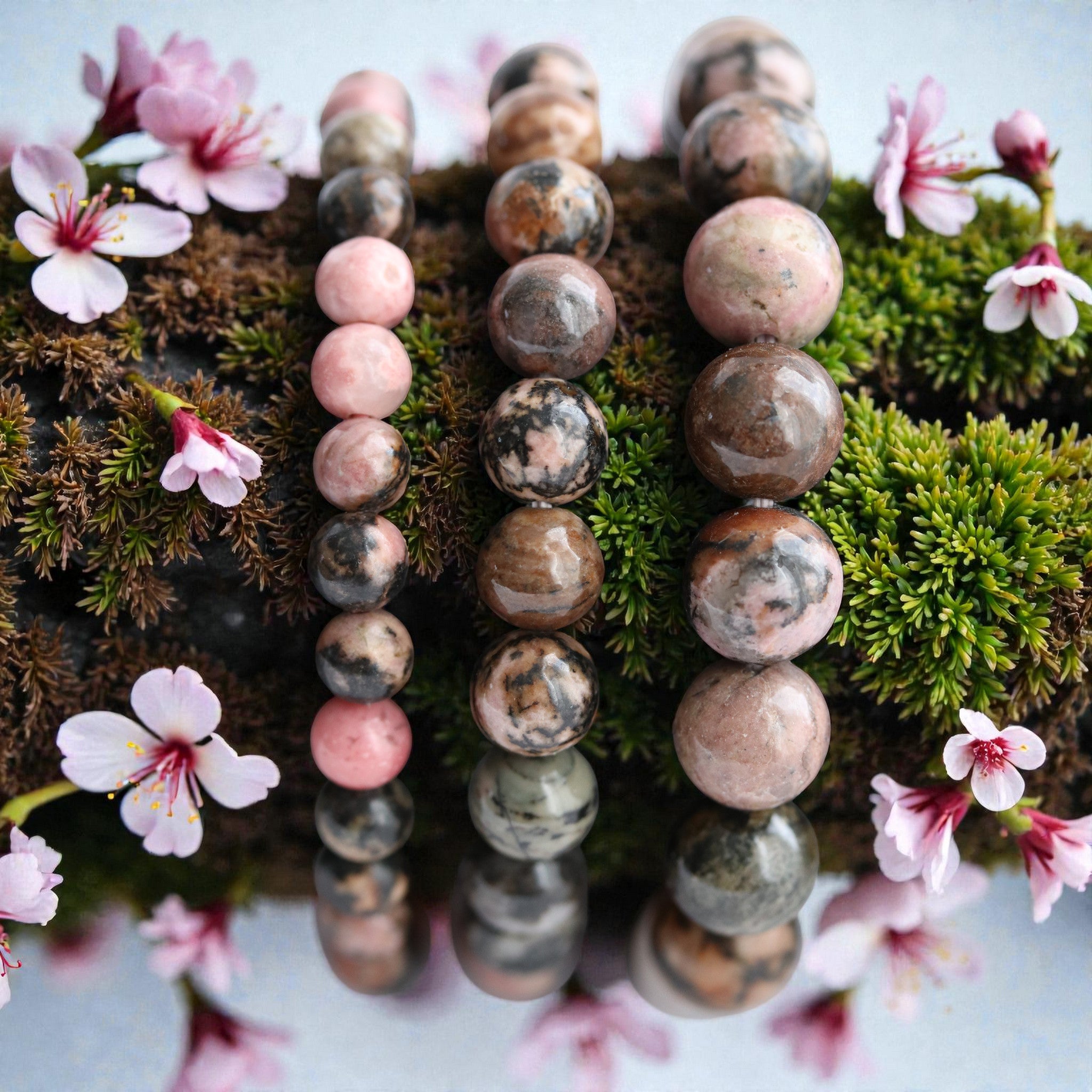 Bracelet Rhodonite | Pierre authentique Rose Équilibre Compassion