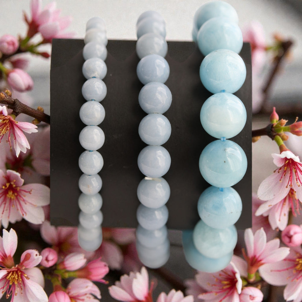 Bracelet Aigue-Marine Élastique – Pierre Naturelle Bleue Apaisante, Bijou Sérénité et Communication
