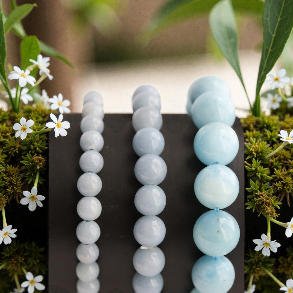 Bracelet Aigue-Marine Élastique – Pierre Naturelle Bleue Apaisante, Bijou Sérénité et Communication