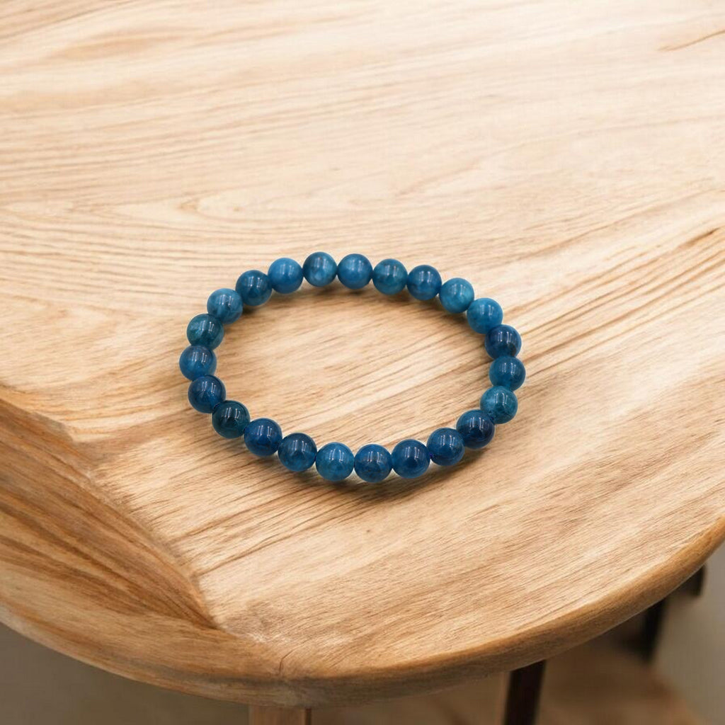 Bracelet Élastique en Apatite Bleue – Élégance Naturelle & Énergie Positive
