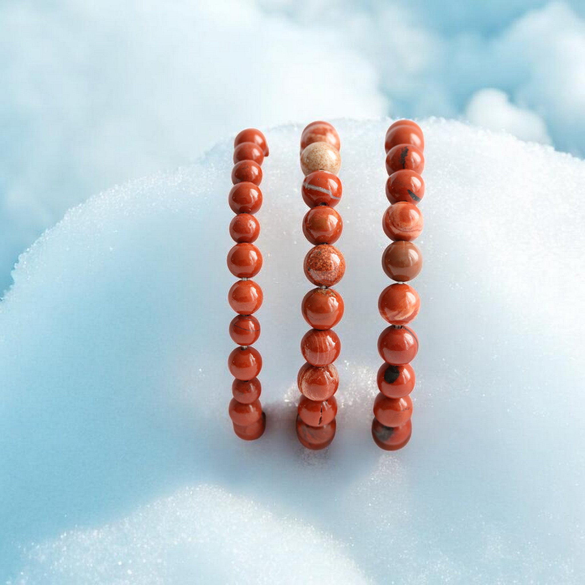 Bracelet Élastique en Jaspe Rouge – Pierre d’Énergie et d’Ancrage