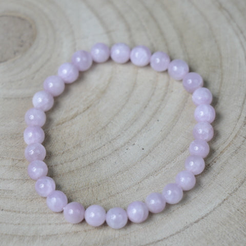 Bracelet Élastique Kunzite – Perles Rondes Pierre Rose Amour et Apaisement
