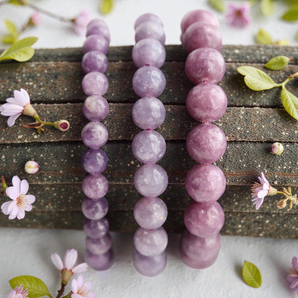 Bracelet Lépidolite en Pierre – Bracelet Élastique Anti-Stress & Sérénité