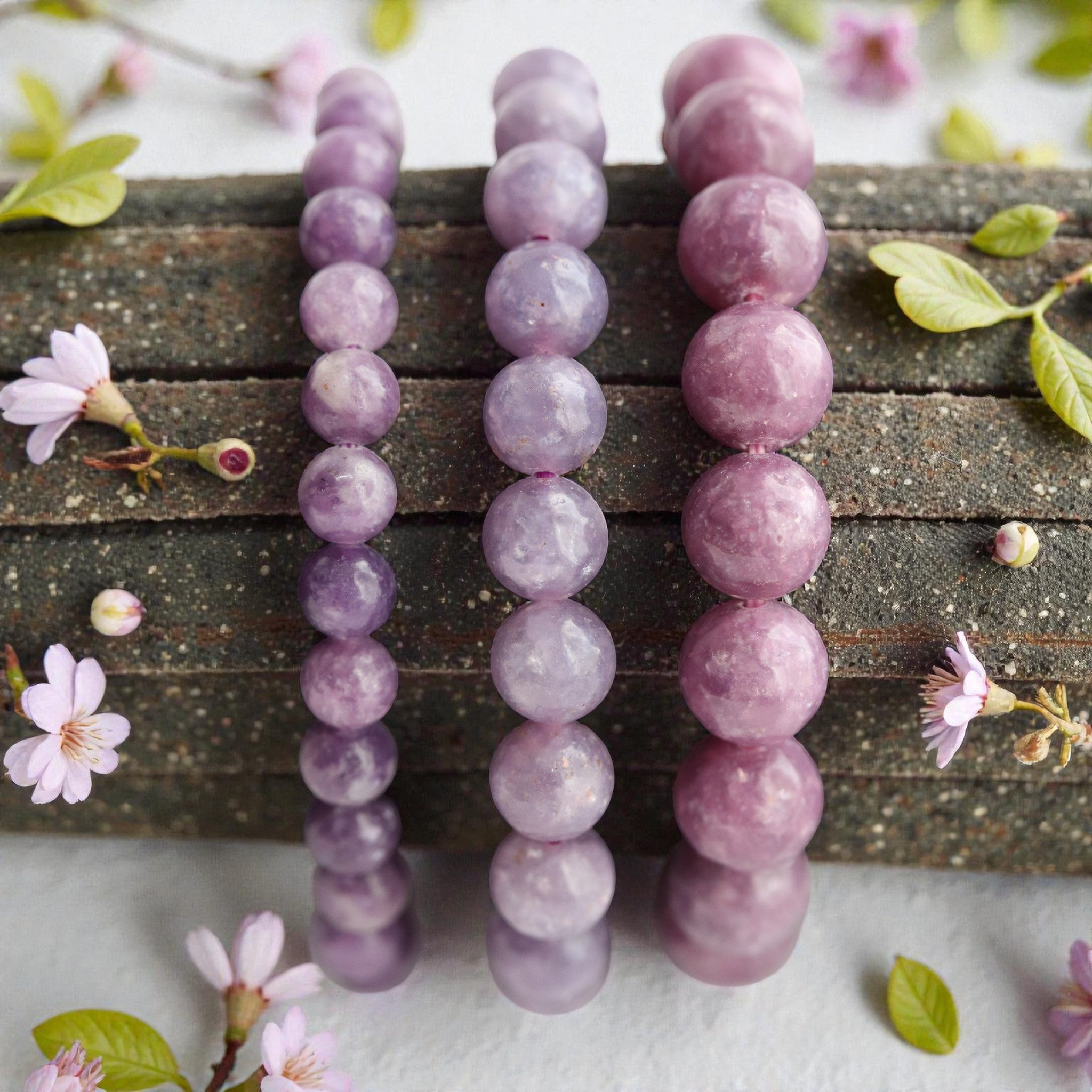Bracelet Lépidolite en Pierre – Bracelet Élastique Anti-Stress & Sérénité