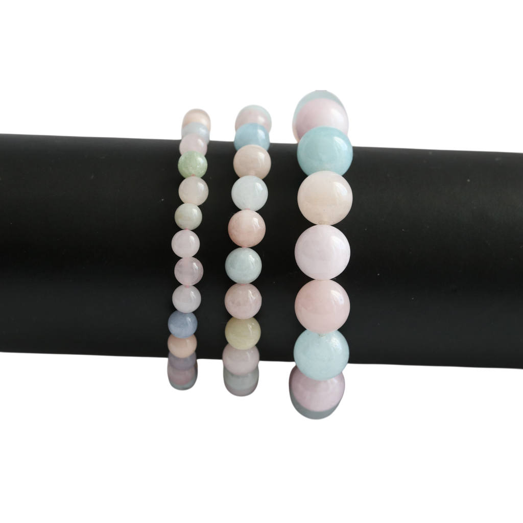 Bracelet Morganite Élastique – Pierre d’Amour Doux & Harmonie du Cœur