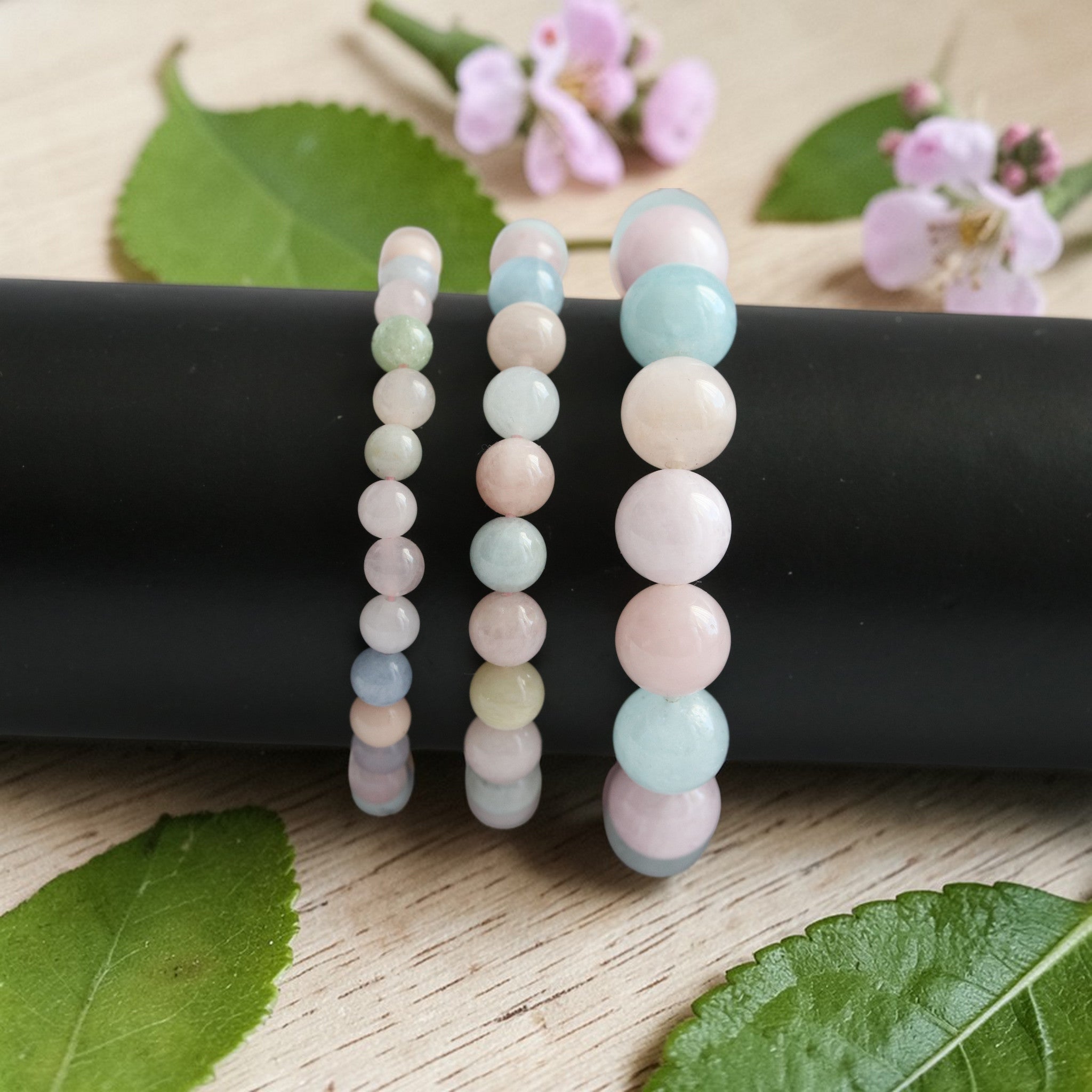 Bracelet Morganite Élastique – Pierre d’Amour Doux & Harmonie du Cœur