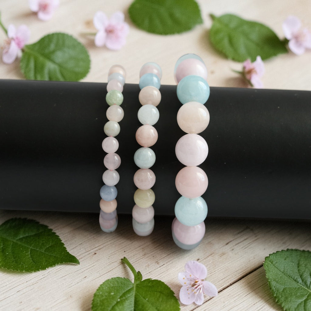 Bracelet Morganite Élastique – Pierre d’Amour Doux & Harmonie du Cœur