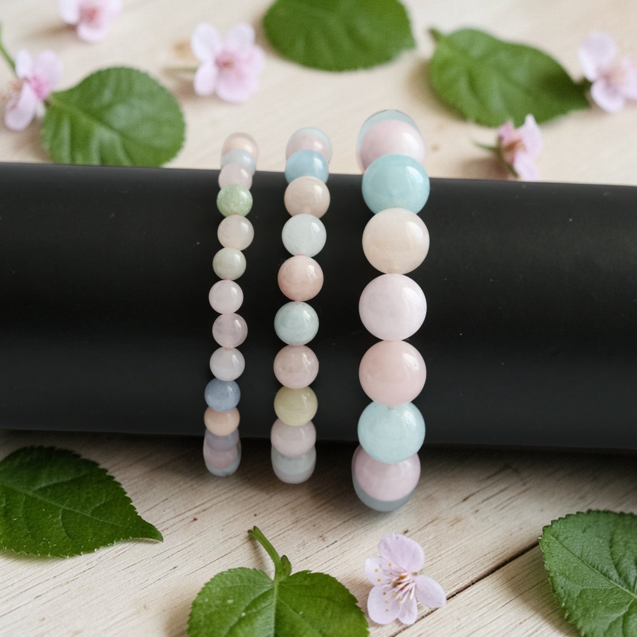 Bracelet Morganite Élastique – Pierre d’Amour Doux & Harmonie du Cœur