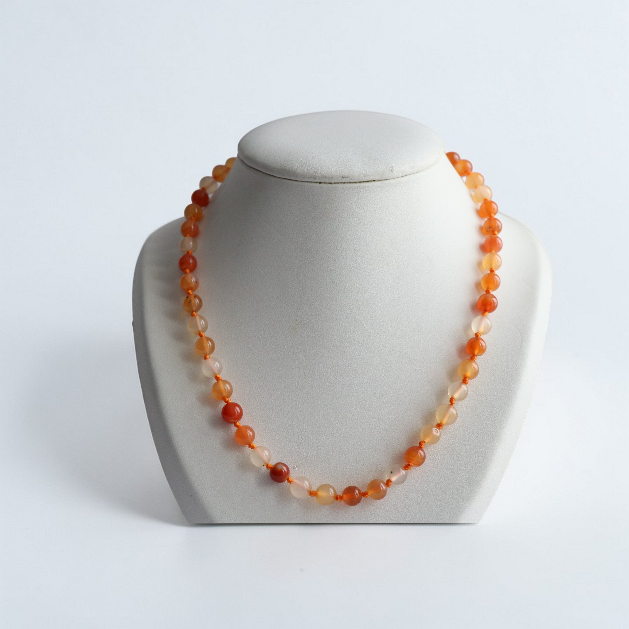 Collier Cornaline authentique 8 mm – Collier Perles avec Nœuds