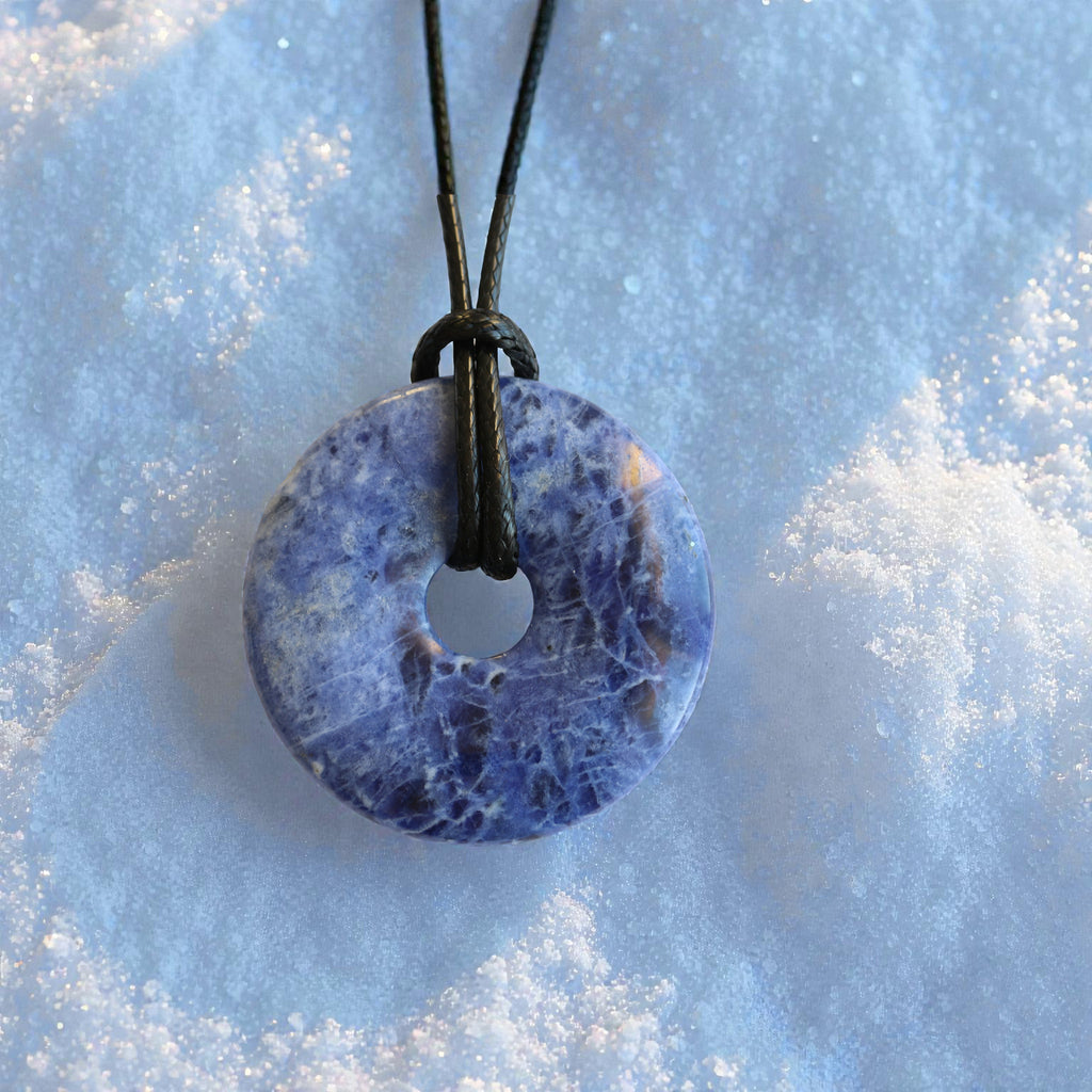 Grand Pendentif Donut Sodalite – Collier Pierre de Protection et Communication