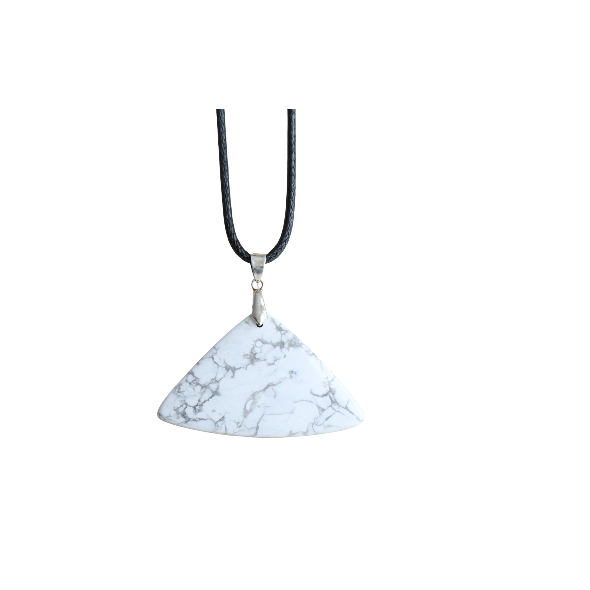 Pendentif Triangle Howlite | Pierre Blanche Calme Apaisement
