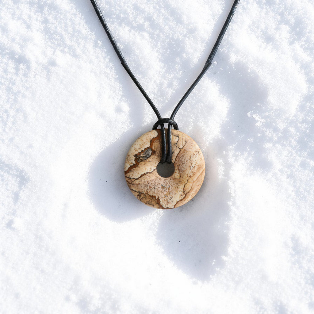 Pendentif Jaspe Paysage Donut - Pierre Forme Ronde