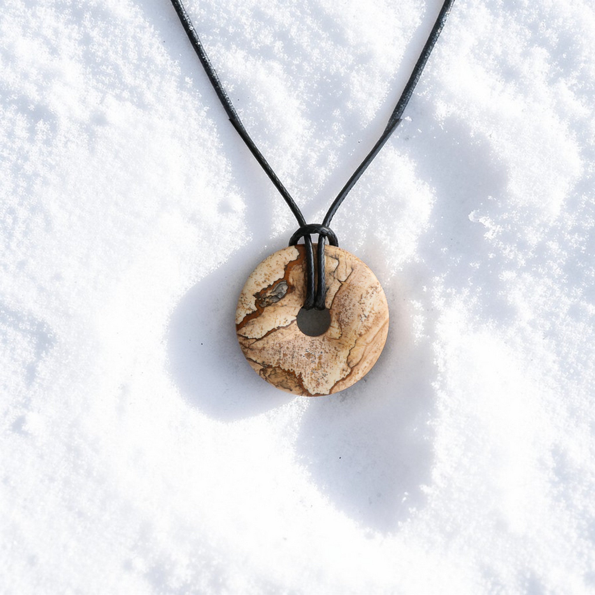 Pendentif Jaspe Paysage Donut - Pierre Forme Ronde