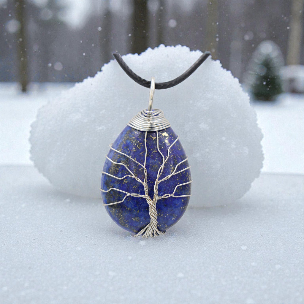 Pendentif Lapis Lazuli Goutte Arbre de Vie – Pierre Bleue & Bijou Spirituel Protection