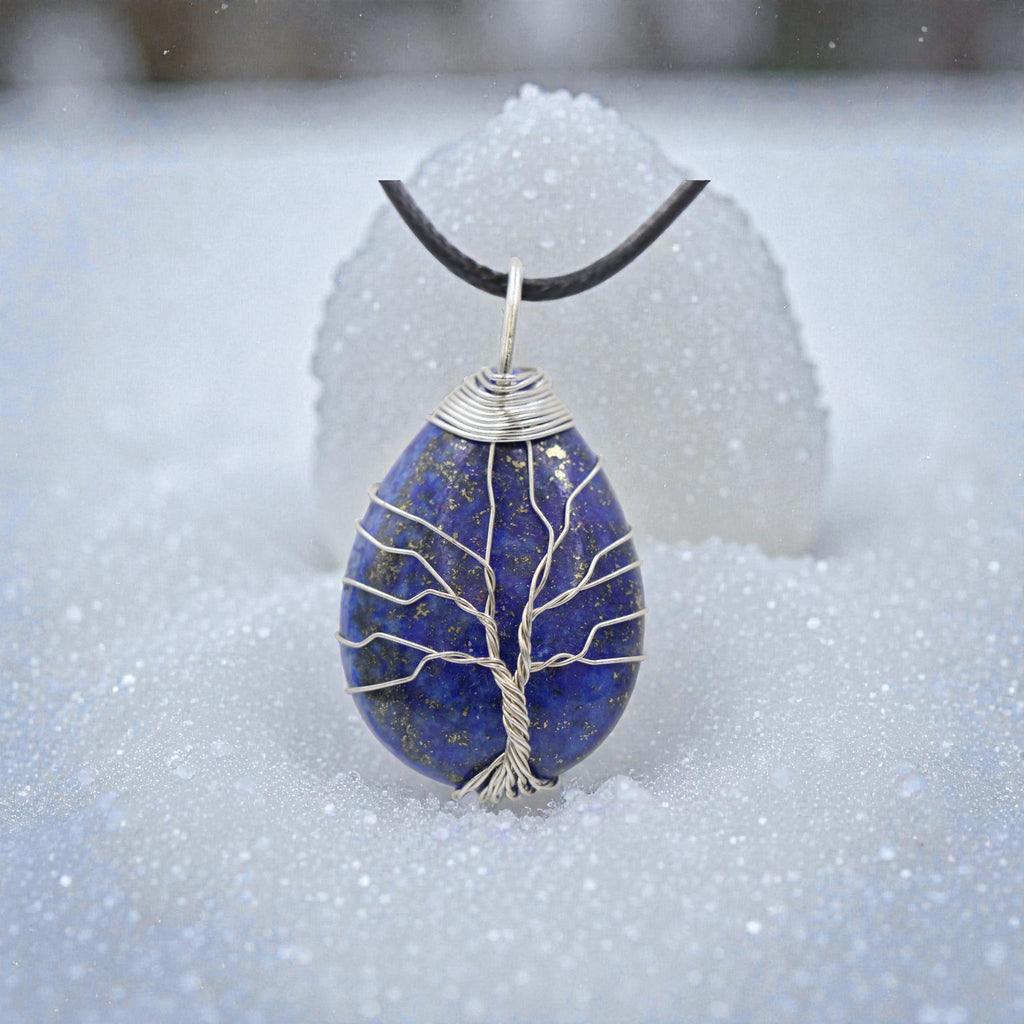 Pendentif Lapis Lazuli Goutte Arbre de Vie – Pierre Bleue & Bijou Spirituel Protection