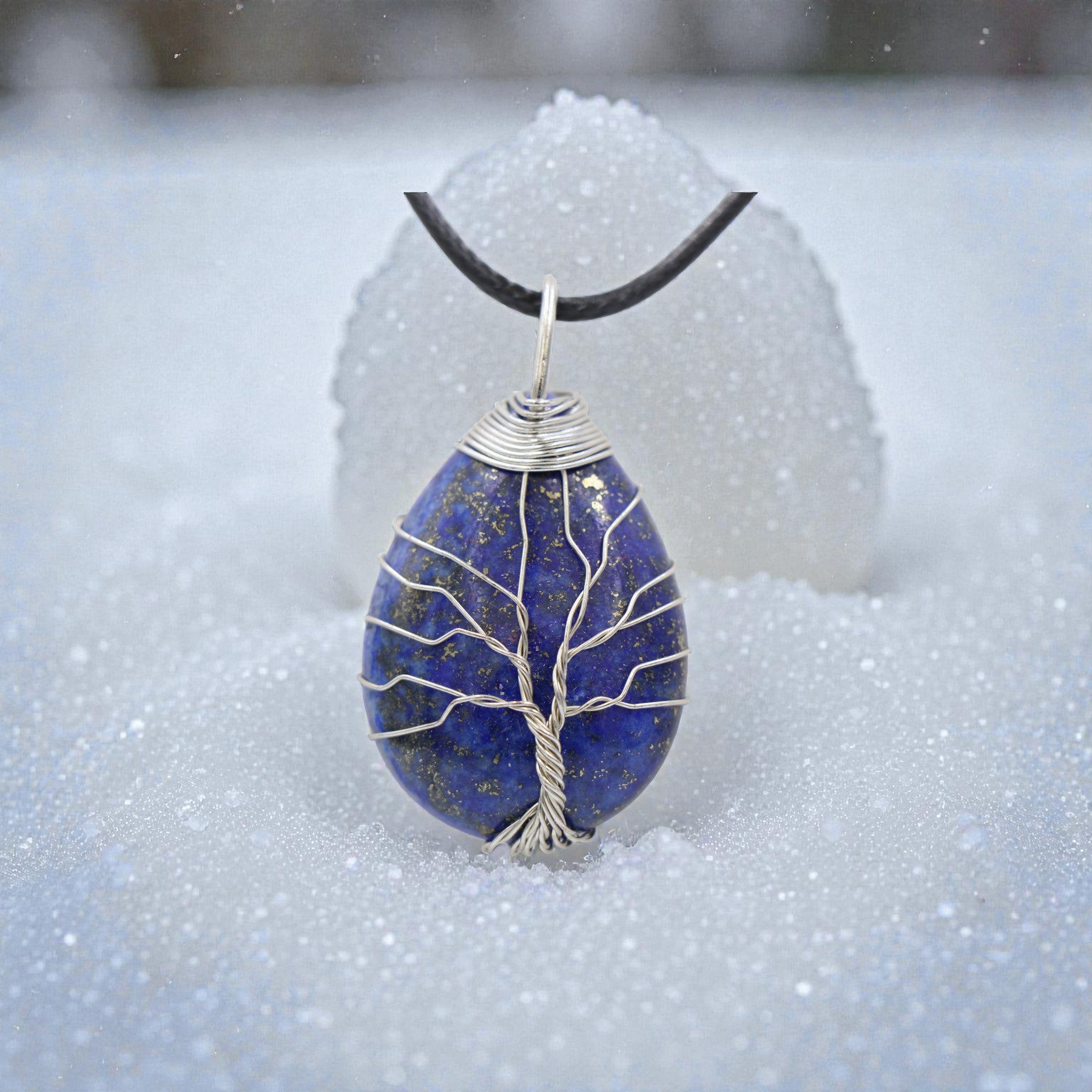 Pendentif Lapis Lazuli Goutte Arbre de Vie – Pierre Bleue & Bijou Spirituel Protection