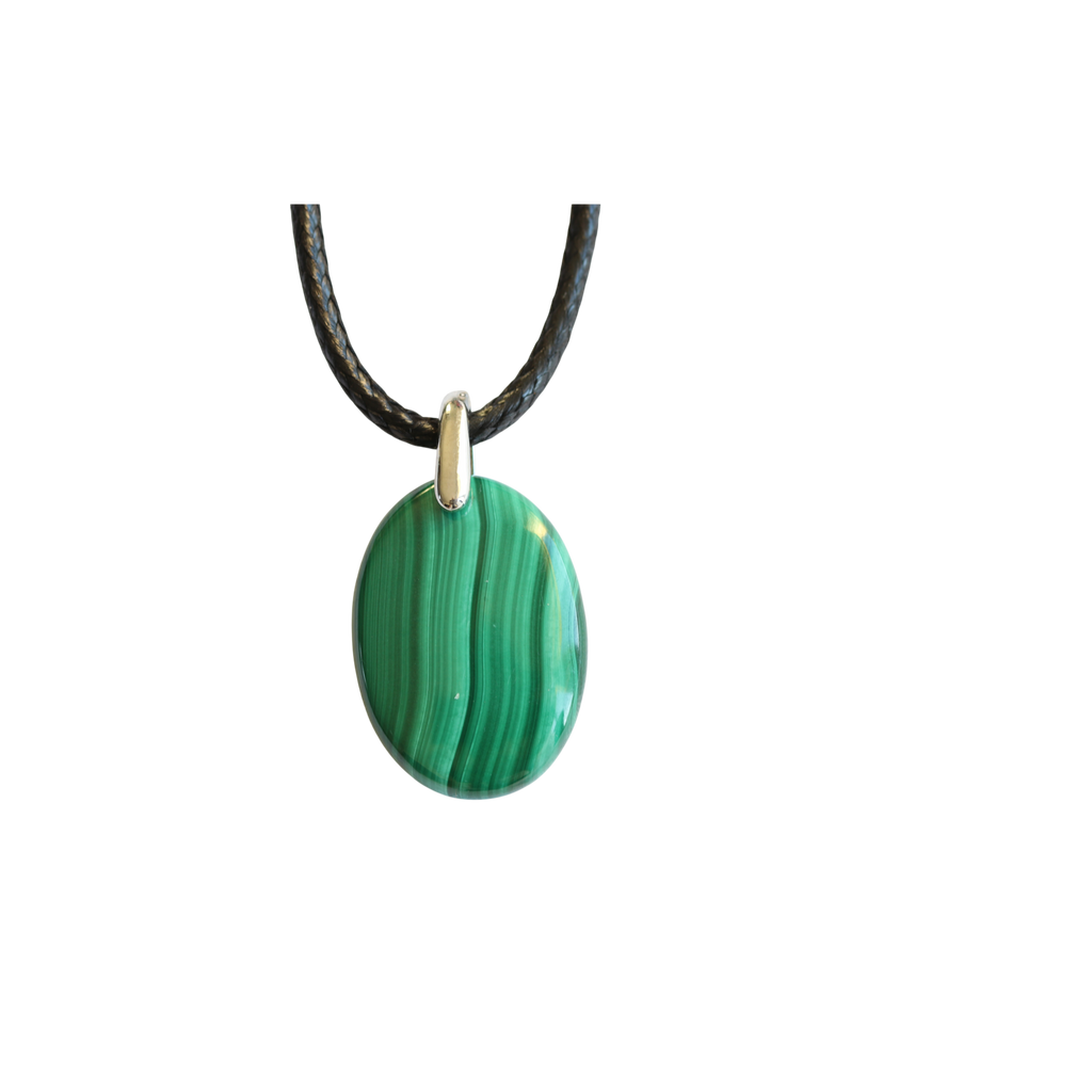 Pendentif Malachite Ovale – Collier Pierre de Protection et Transformation