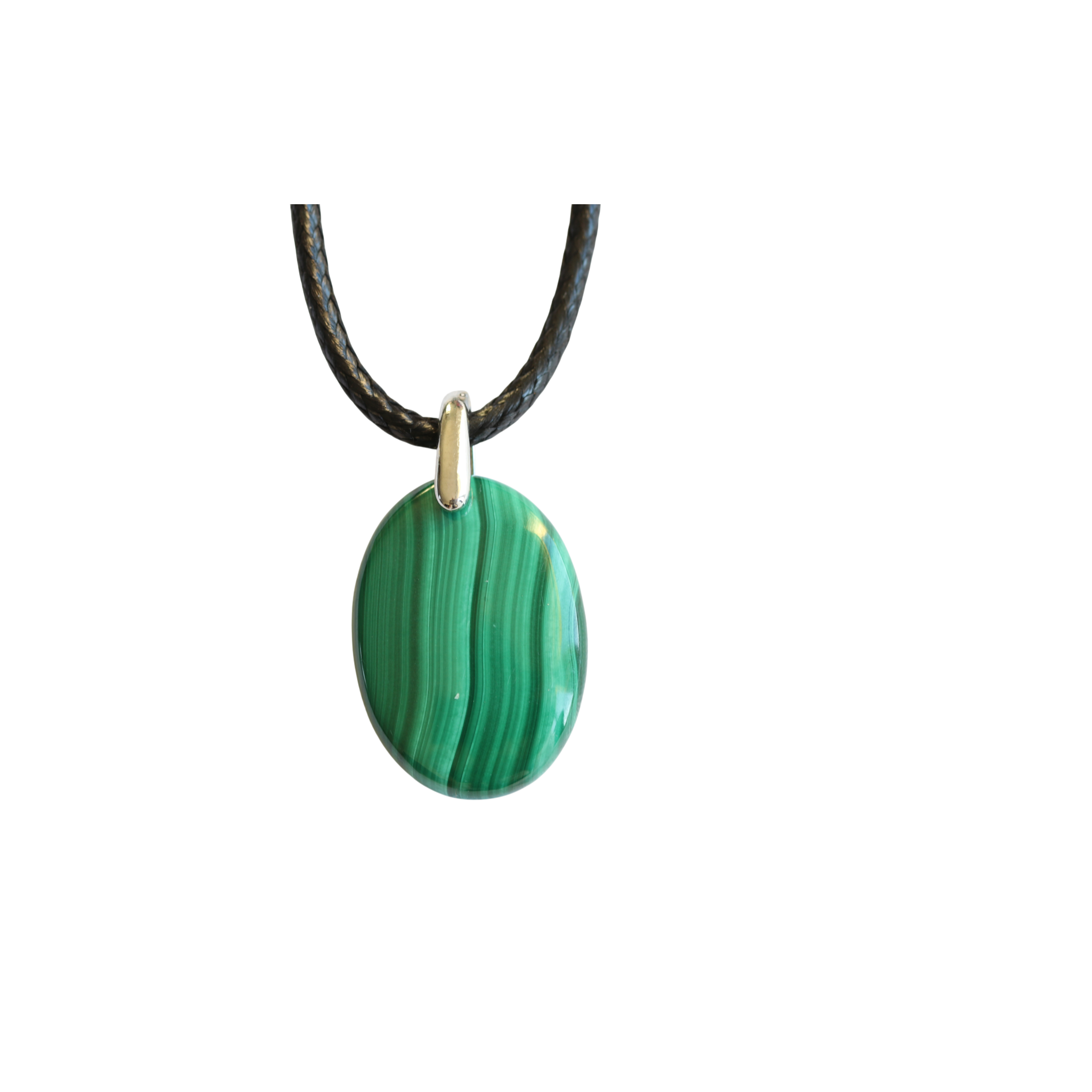 Pendentif Malachite Ovale – Collier Pierre de Protection et Transformation