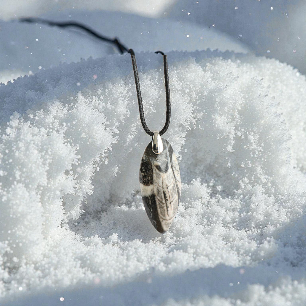 Pendentif Orthocéras Fossile – Collier Pierre Ancrage & Force Ancestrale