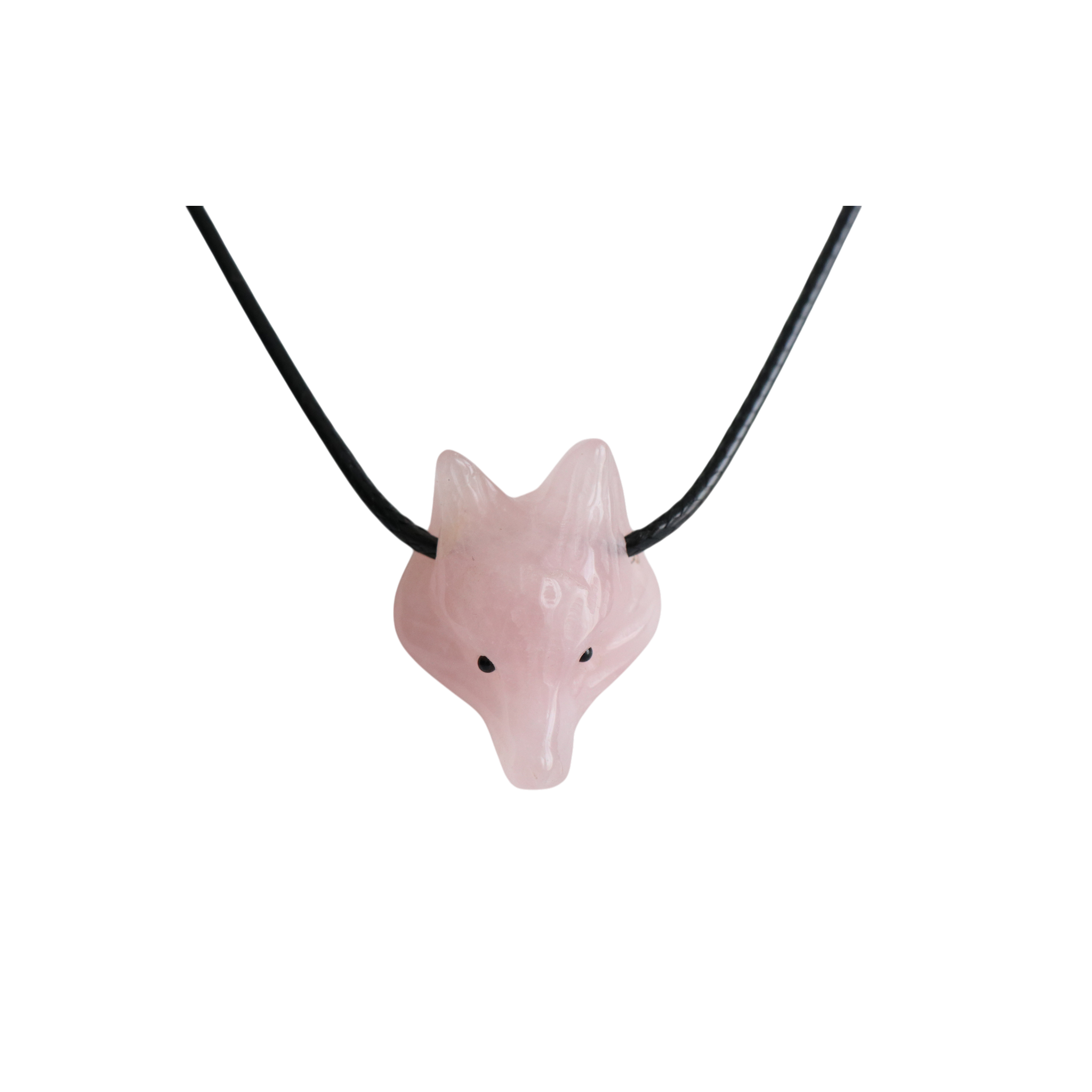Pendentif Tête de Loup en Quartz Rose – Protection & Amour