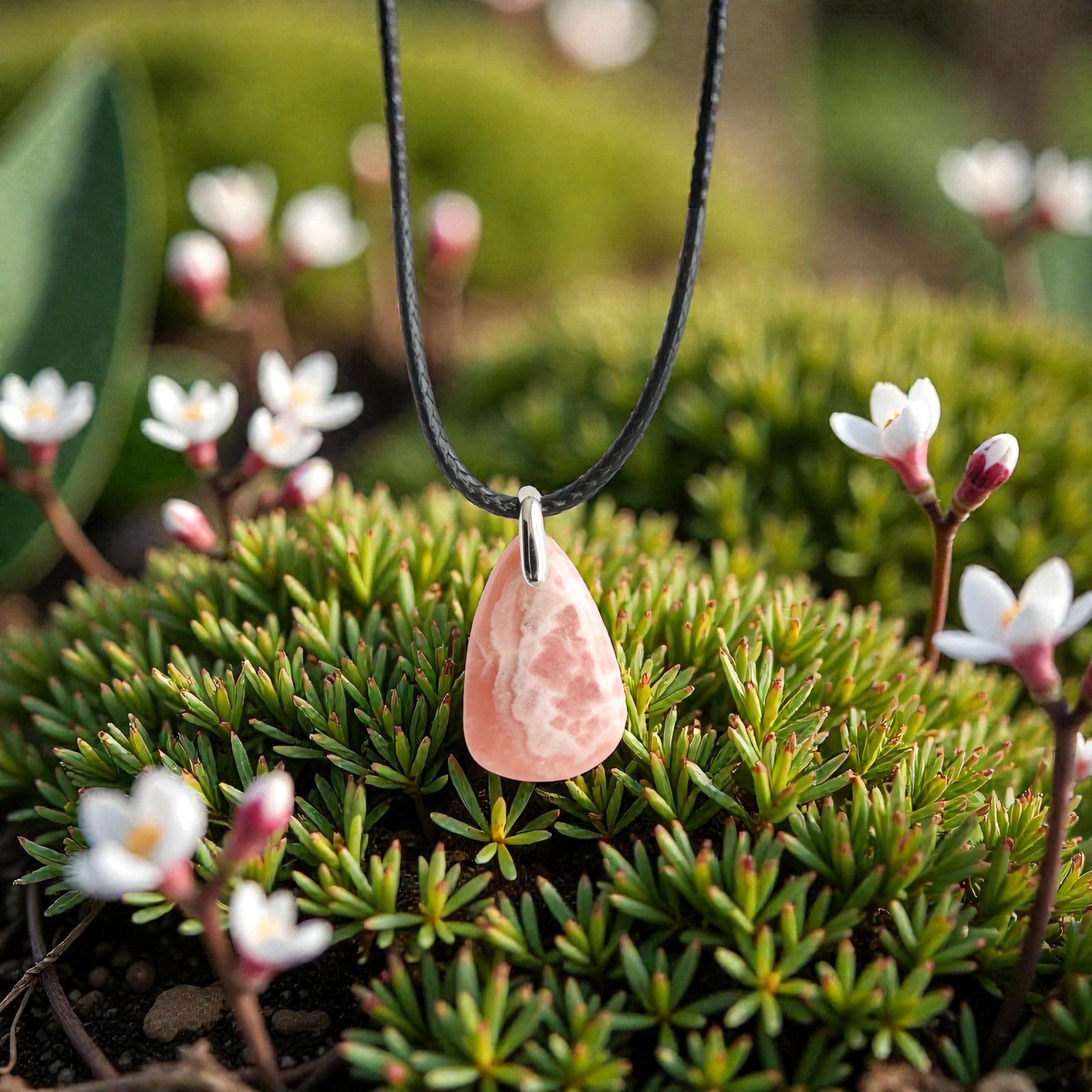 Pendentif Rhodochrosite | Pierre Rose Amour Douceur Cœur