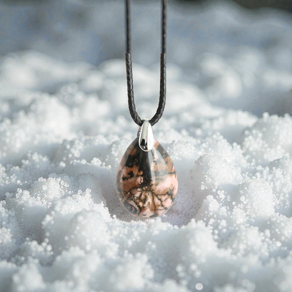 Pendentif Rhodonite Goutte – Pierre Rose Harmonie & Équilibre Émotionnel