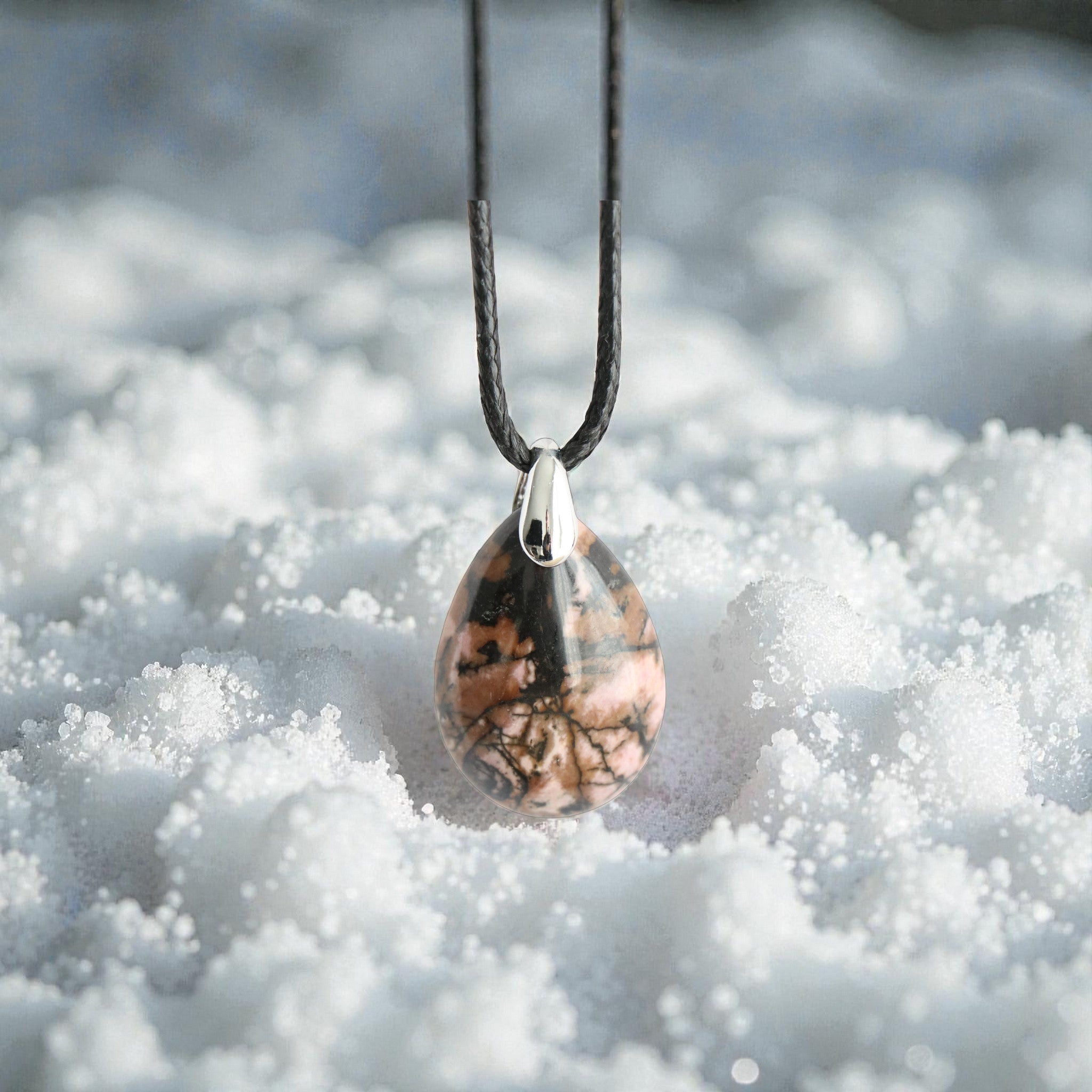 Pendentif Rhodonite Goutte – Pierre Rose Harmonie & Équilibre Émotionnel