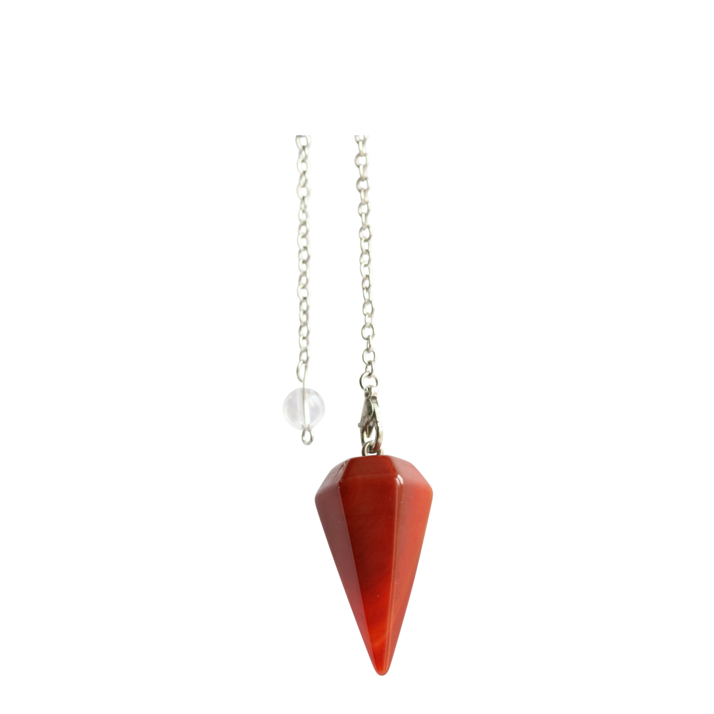 Pendule Hexagonal en Cornaline – Pendule de Radiesthésie en Pierre Orange