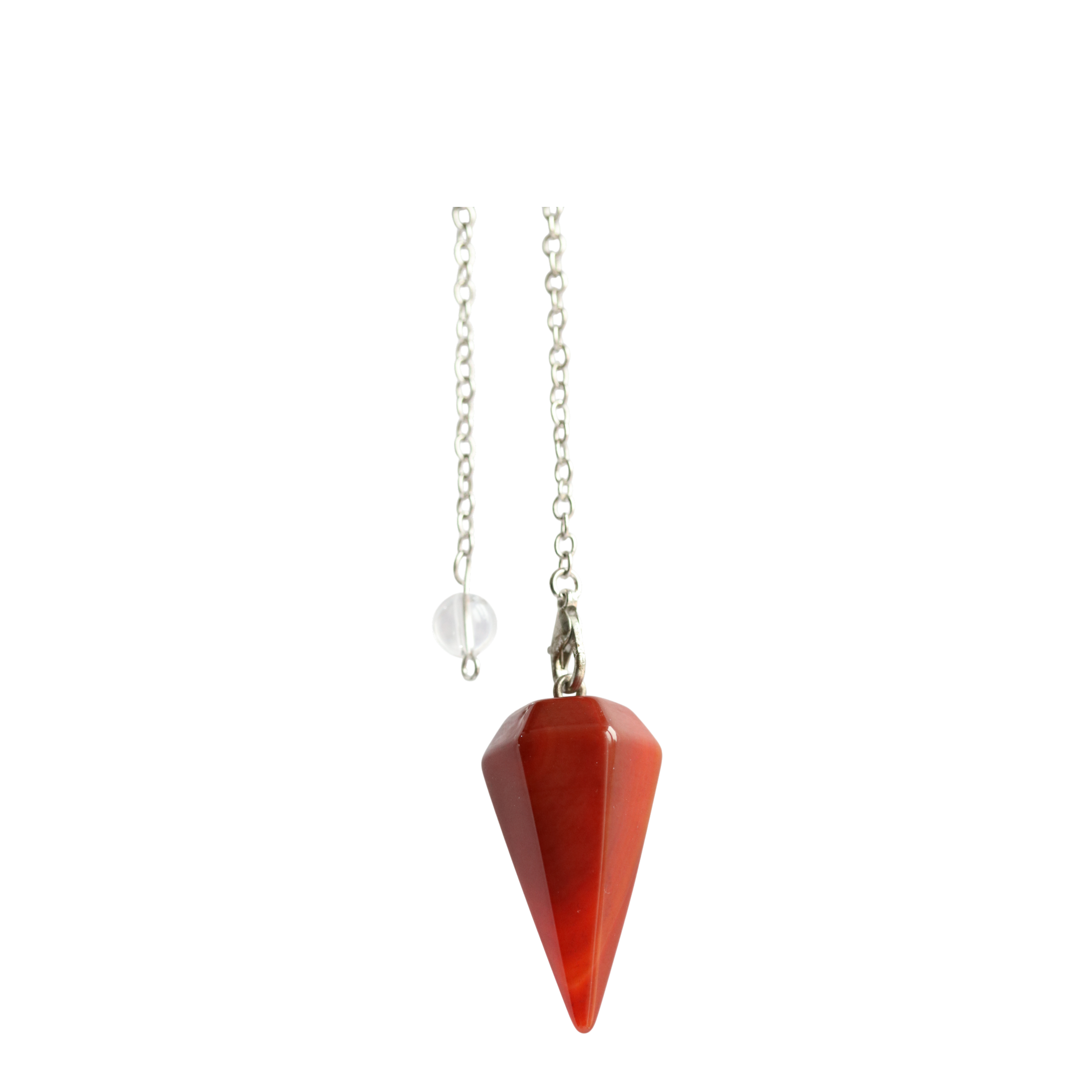 Pendule Hexagonal en Cornaline – Pendule de Radiesthésie en Pierre Orange