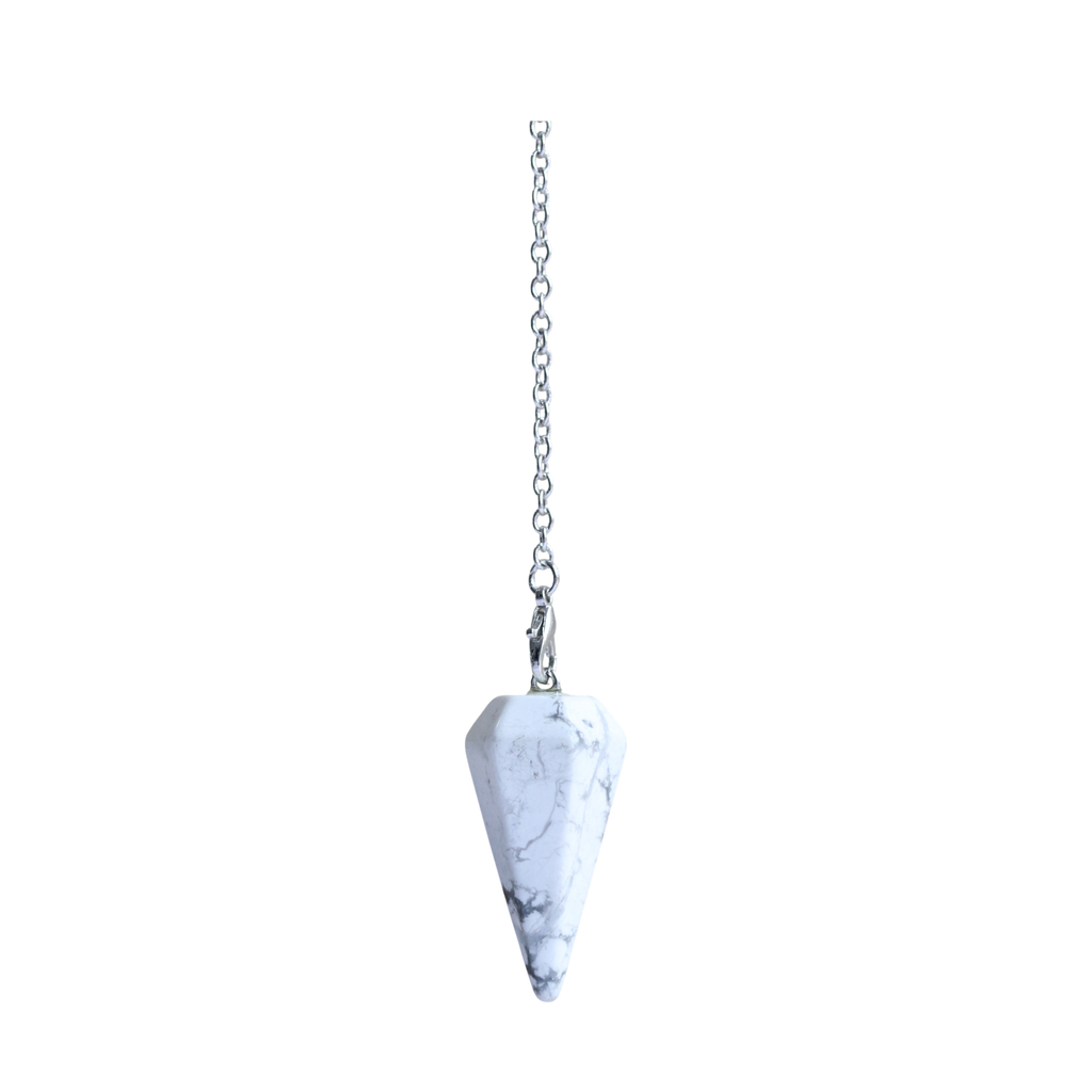 Pendule Hexagonal en Howlite – Pendule de Radiesthésie en Pierre Blanche