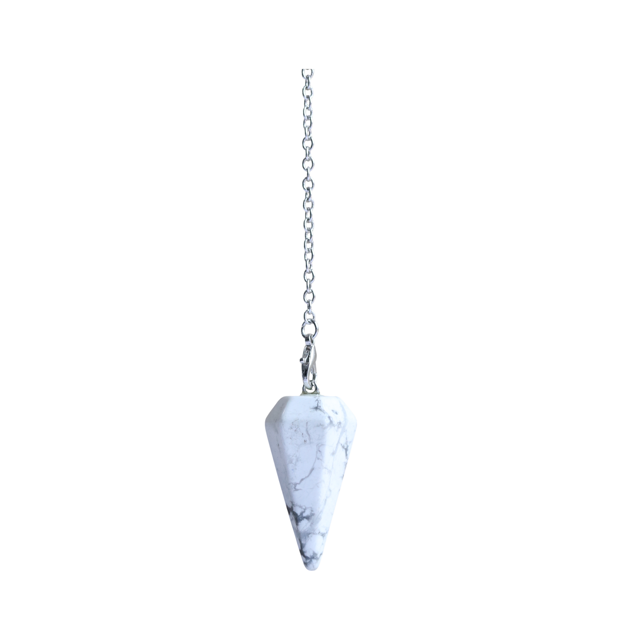Pendule Hexagonal en Howlite – Pendule de Radiesthésie en Pierre Blanche