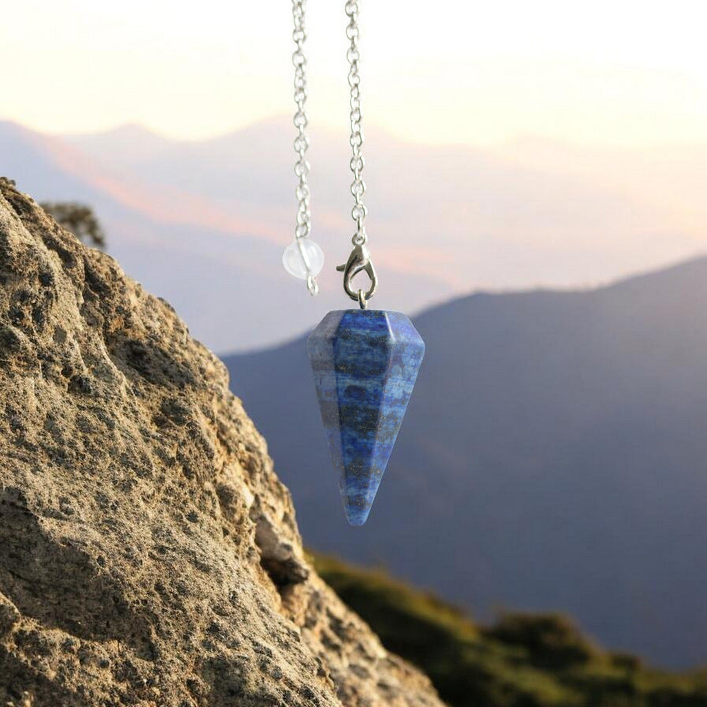 Pendule Hexagonal en Lapis-Lazuli – Pendule divinatoire Radiesthésie