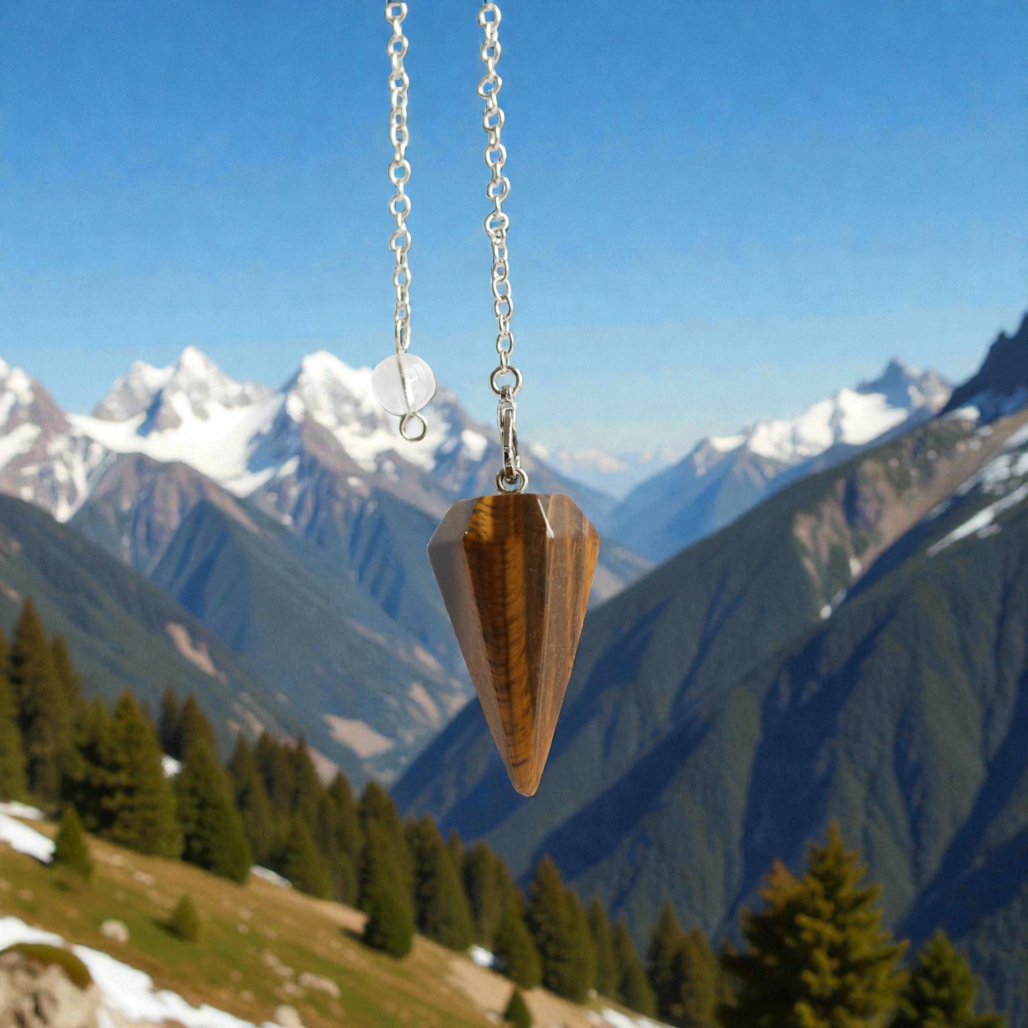 Pendule Œil de Tigre Hexagonal – Pendule Divinatoire Pierre Protection Ancrage
