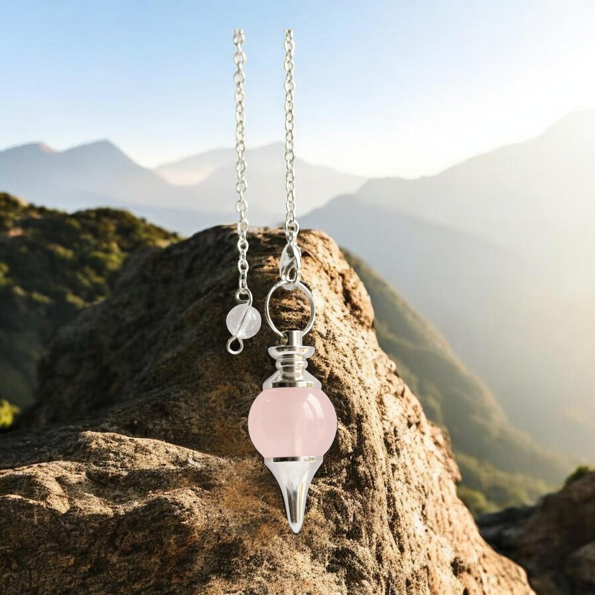Pendule Séphoroton en Quartz Rose – Pendule de Radiesthésie