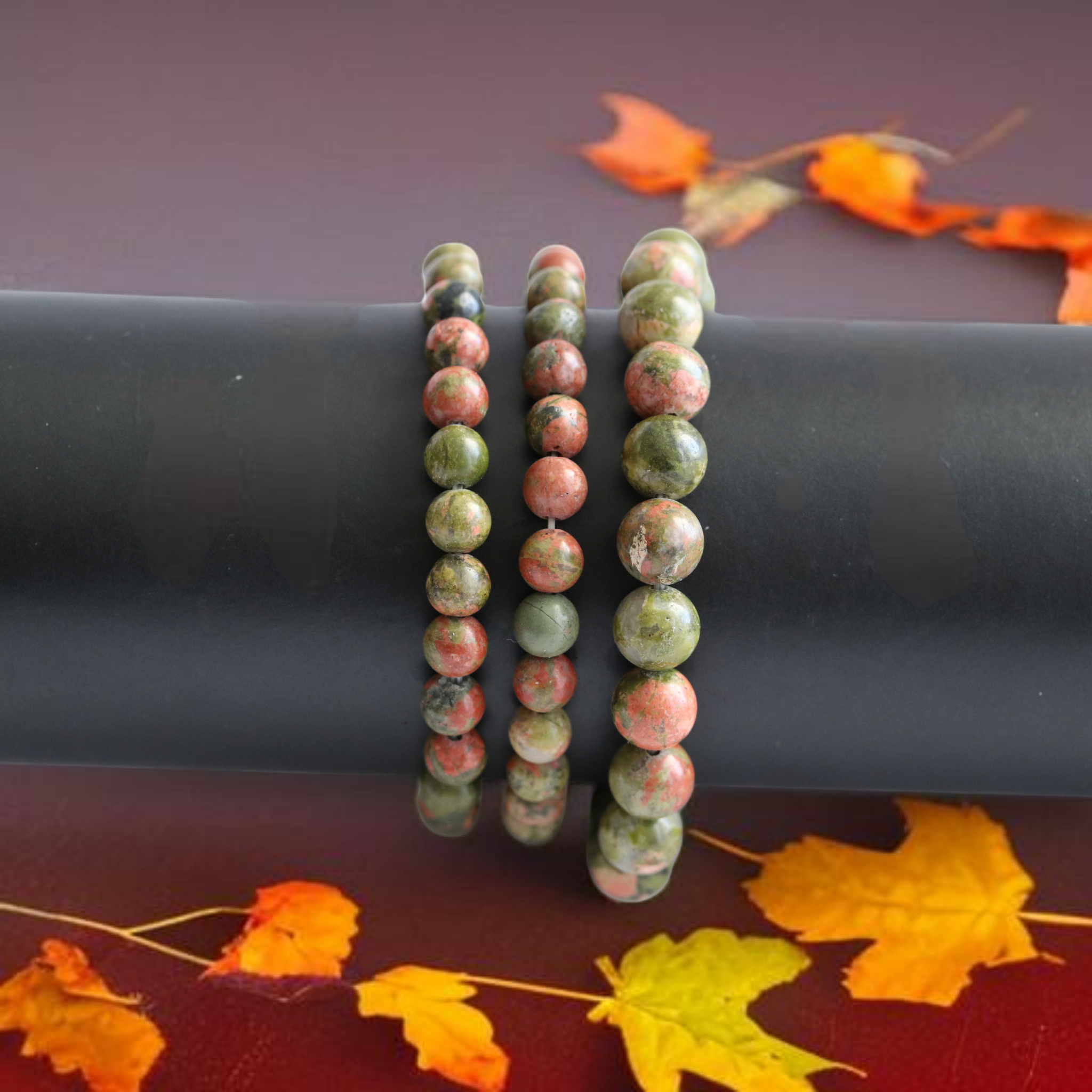 Bracelet Élastique en Unakite – Pierre d’Équilibre Émotionnel